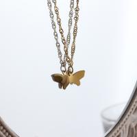 Titanium Steel Necklace, with 1.96inch extender chain, Butterfly, gold color plated, fashion jewelry & for woman, 15x9mm, Sold Per Approx 15.74 Inch Strand
