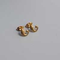Boucle d'oreille Acier Titane, Lune et Etoile, Placage de couleur d'or, bijoux de mode & pour femme, 1.20mm, Vendu par paire