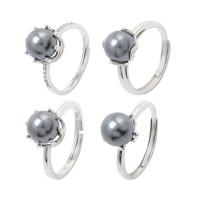 925 Sterling Silver Finger Rings, with Shell Pearl, platinum plated, different styles for choice & for woman, US Ring Size:6-8, Sold By PC