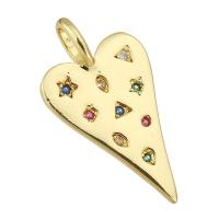 Cubic Zirconia Micro Pave Brass Pendant, gold color plated, micro pave cubic zirconia, 13x24x4mm, Hole:Approx 2mm, 10PCs/Lot, Sold By Lot