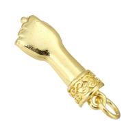 Bijoux pendentifs en laiton, main, Placage de couleur d'or, 6x20x5mm, 10PC/lot, Vendu par lot