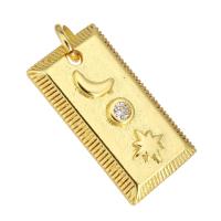 Rhinestone Brass Pendants Rectangle gold color plated with rhinestone Sold By Lot