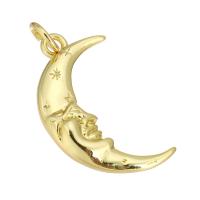 Bijoux pendentifs en laiton, lune, Placage de couleur d'or, 13x20x2mm, Trou:Environ 2mm, 10PC/lot, Vendu par lot