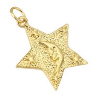 Bijoux pendentifs en laiton, étoile, Placage de couleur d'or, 20x26x2mm, Trou:Environ 4mm, 10PC/lot, Vendu par lot