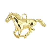 Pingentes Jóias de bronze, cobre, Cavalo, cromado de cor dourada, 29x15x5mm, Buraco:Aprox 2mm, 10PCs/Lot, vendido por Lot