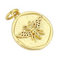 Brass Jewelry Pendants, Flat Round, gold color plated, 12x15x2mm, Hole:Approx 3mm, 10PCs/Lot, Sold By Lot