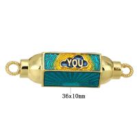 Mosaz Šperky Connector, barva pozlacený, smalt, 36x10x10mm, Otvor:Cca 2mm, 10PC/Lot, Prodáno By Lot