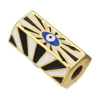 Brass Jewelry Beads, gold color plated, evil eye pattern & enamel, 18x10x10mm, Hole:Approx 4mm, 10PCs/Lot, Sold By Lot
