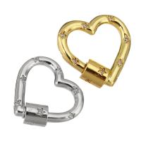 Brass Screw Carabiner Lock Charms Heart plated micro pave cubic zirconia Sold By Lot