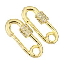 Cubic Zirconia Micro Pave Brass Pendant, gold color plated, micro pave cubic zirconia, 11x21x6mm, 10PCs/Lot, Sold By Lot