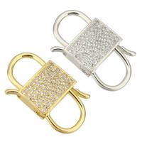 Brass Lobster Clasp, plated, micro pave cubic zirconia, more colors for choice, 16x25x5mm, 10PCs/Lot, Sold By Lot