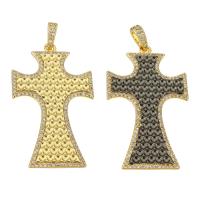 Cubic Zirconia Micro Pave Brass Pendant, Cross, plated, micro pave cubic zirconia, more colors for choice, 25x40x5mm, Hole:Approx 3mm, 10PCs/Lot, Sold By Lot