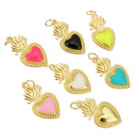 Brass Heart Pendants, gold color plated, enamel, more colors for choice, 12x22x3mm, Hole:Approx 3mm, 10PCs/Lot, Sold By Lot