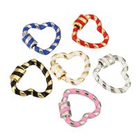 Brass Screw Carabiner Lock Charms, Heart, gold color plated, enamel, more colors for choice, 24x21x6mm, 10PCs/Lot, Sold By Lot