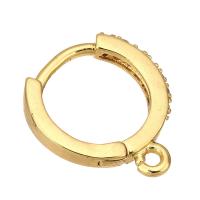 Brass Huggie Hoop Earring Finding, gold color plated, micro pave cubic zirconia, 12x14x2mm, 10Pairs/Lot, Sold By Lot