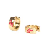 Brass Huggie Hoop Earring gold color plated for woman & enamel nickel lead & cadmium free 5mm Sold By Pair
