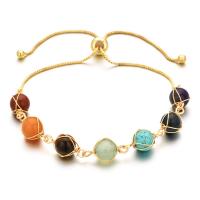 Gemstone Bracelets Brass with Gemstone 18K gold plated Adjustable & for woman nickel lead & cadmium free 8.50mm Length Approx 5.91 Inch Sold By PC