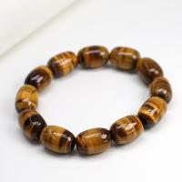 Natural Tiger Eye Bracelets, Drum, Unisex & different size for choice, Sold By Strand