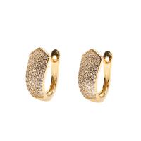 Brass Huggie Hoop Earring, gold color plated, micro pave cubic zirconia & for woman, nickel, lead & cadmium free, 8mm, Sold By Pair