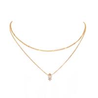 Multi Layer Necklace Zinc Alloy with Brass KC gold color plated Double Layer & micro pave cubic zirconia & for woman nickel lead & cadmium free Length Approx 16.93 Inch Sold By PC
