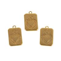 Brass Jewelry Pendants, Rectangle, real gold plated, golden, 20x12x1mm, Sold By PC