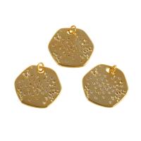 Cubic Zirconia Micro Pave Brass Pendant, Polygon, real gold plated, micro pave cubic zirconia, golden, 22x23x2mm, Sold By PC
