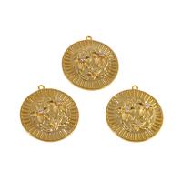 Cubic Zirconia Micro Pave Brass Pendant, Round, real gold plated, micro pave cubic zirconia, golden, 25x23x2mm, Sold By PC