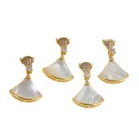 Cubic Zirconia Micro Pave Brass Pendant with Shell real gold plated micro pave cubic zirconia golden Sold By PC