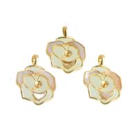 Brass Jewelry Pendants, Flower, real gold plated, enamel, mixed colors, 28x21x2mm, Sold By PC