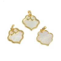 Brass Jewelry Pendants, with Shell, real gold plated, golden, 13x12x2mm, Sold By PC
