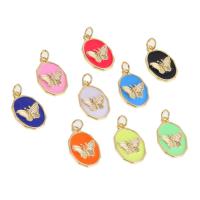 Cubic Zirconia Micro Pave Brass Pendant, micro pave cubic zirconia & enamel, more colors for choice, 18x12x2mm, Sold By PC