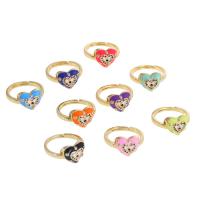 Cubic Zirconia Micro Pave Brass Ring, Adjustable & micro pave cubic zirconia & for woman & enamel, more colors for choice, 23x20x11mm, Sold By PC