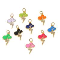 Cubic Zirconia Micro Pave Brass Pendant, micro pave cubic zirconia & enamel, more colors for choice, 18x11x1mm, Sold By PC