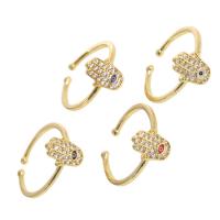Cubic Zirconia Micro Pave Brass Ring Adjustable & micro pave cubic zirconia & for woman & enamel Sold By PC