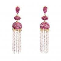 Fashion Fringe Earrings Zinc Alloy with ABS Plastic Pearl fashion jewelry & for woman & with rhinestone Sold By Pair