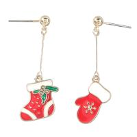 أقراط عيد الميلاد, سبائك الزنك, تصميم عيد الميلاد & مجوهرات الموضة & للمرأة & مينا, أحمر, 42x17mm, تباع بواسطة زوج