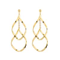 Brass Drop Earring plated fashion jewelry & with rhinestone Sold By Pair