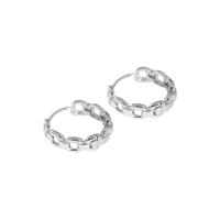 925 Sterling Silver Huggie Hoop Earring Geometrical Pattern plated & for woman & hollow Sold By Pair