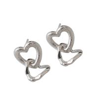 925 Sterling Silver Drop &  Dangle Earrings, Heart, plated, for woman & hollow, more colors for choice, 10.6x10.8mm, 9.7x8.6mm, Sold By Pair