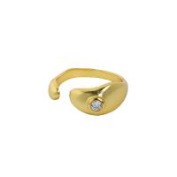 925 sterling silver Cuff finger ring, plated, justerbar & micro bana cubic zirconia & för kvinna, fler färger för val, 8.2mm, 16.9mm, Storlek:6.5, Säljs av PC