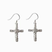 925 Sterling Silver Drop &  Dangle Earrings Cross Korean style & for woman silver color Sold By Pair