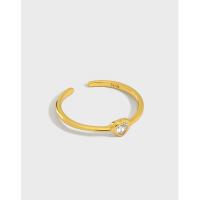 925 Sterling Silver Cuff Finger Ring, Heart, 18K gold plated, adjustable & micro pave cubic zirconia & for woman, 4x4.6mm, 1.35mm, 16.5mm, US Ring Size:6, Sold By PC