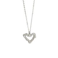 925 Sterling Silver Necklaces, Heart, platinum plated, oval chain & for woman & hollow, 19.8mm, 1.4mm, Sold Per Approx 15.7 Inch Strand