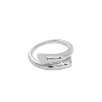 925 Sterling Silver Cuff Finger Ring platinum plated adjustable & for woman 8.4mm 16.9mm US Ring .5 Sold By PC