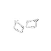 925 Sterling Silver Stud Earrings, Geometrical Pattern, for woman & hollow, silver color, 15x12.50mm, Sold By Pair