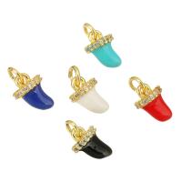 Cubic Zirconia Micro Pave Brass Pendant, gold color plated, micro pave cubic zirconia & enamel, more colors for choice, 7x10x5mm, Hole:Approx 3mm, 10PCs/Lot, Sold By Lot