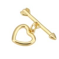 Brass Toggle Clasp, Heart, gold color plated, 24x18mm, 10PCs/Lot, Sold By Lot