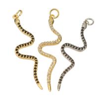 Cubic Zirconia Micro Pave Brass Pendant, Snake, gold color plated, micro pave cubic zirconia, more colors for choice, 11x39x3mm, Hole:Approx 2mm, 10PCs/Lot, Sold By Lot