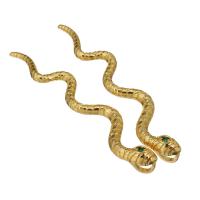 Cubique Pendentif en laiton zircon pavent, serpent, Placage de couleur d'or, pavé de micro zircon, 28x69x11mm, Trou:Environ 4mm, 10PC/lot, Vendu par lot