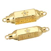 Messing connector met micro-paved kubieke zirconia's, gold plated, verschillende grootte voor keus & micro pave zirconia, 10x34x10mm, Gat:Ca 1mm, 10pC's/Lot, Verkocht door Lot